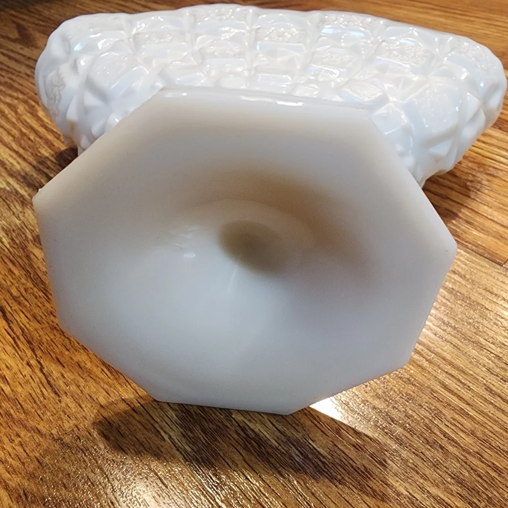 Vintage Milk Glass Vase Planter Old Quilt PatternWestmoreland Vintage